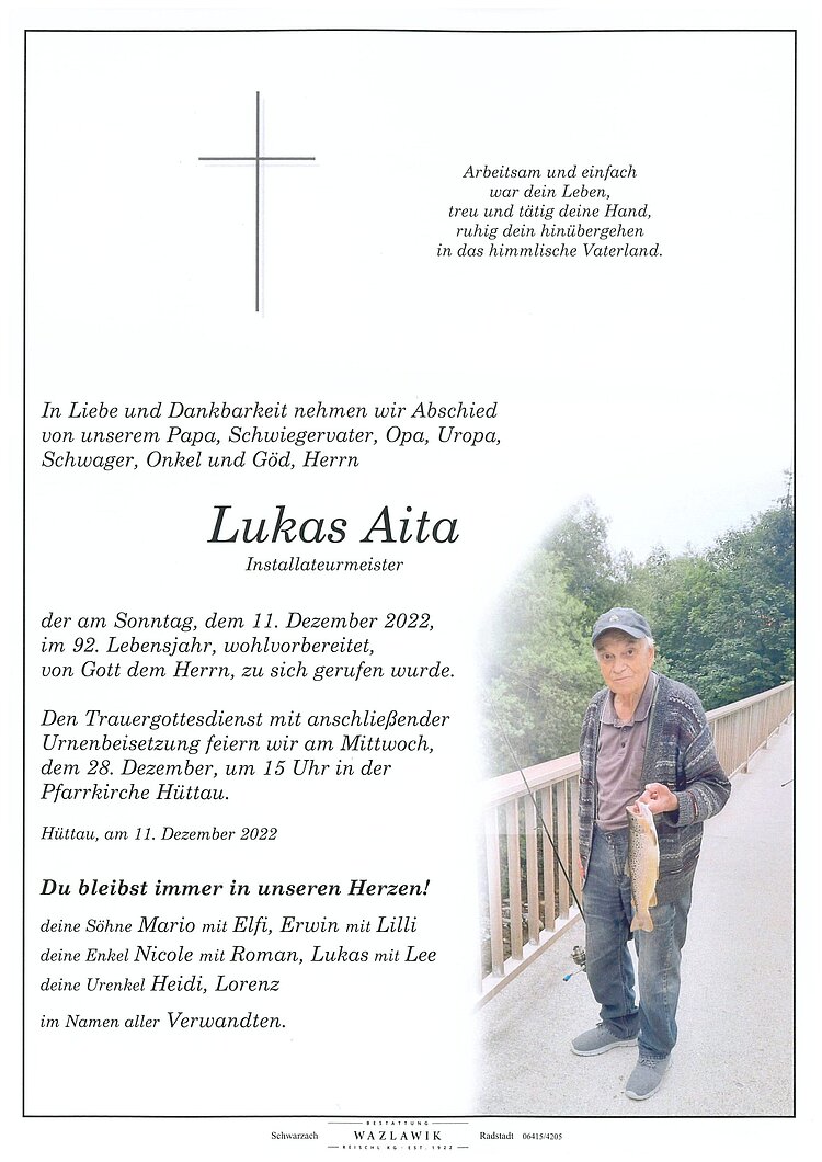Parte von Lukas Aita † 11.12.2022