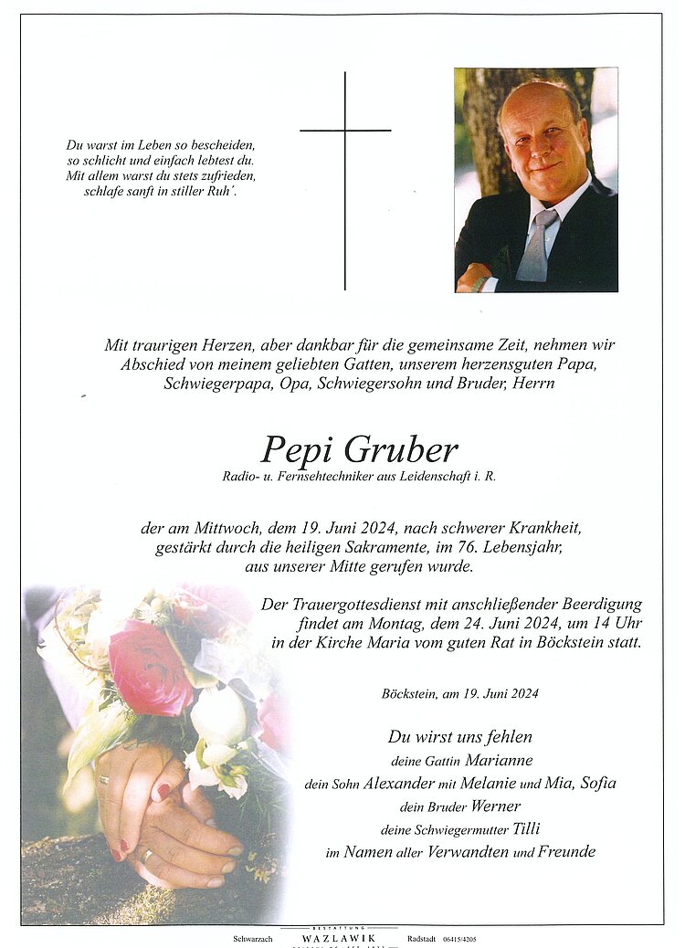 Parte von Pepi Gruber † 19.06.2024