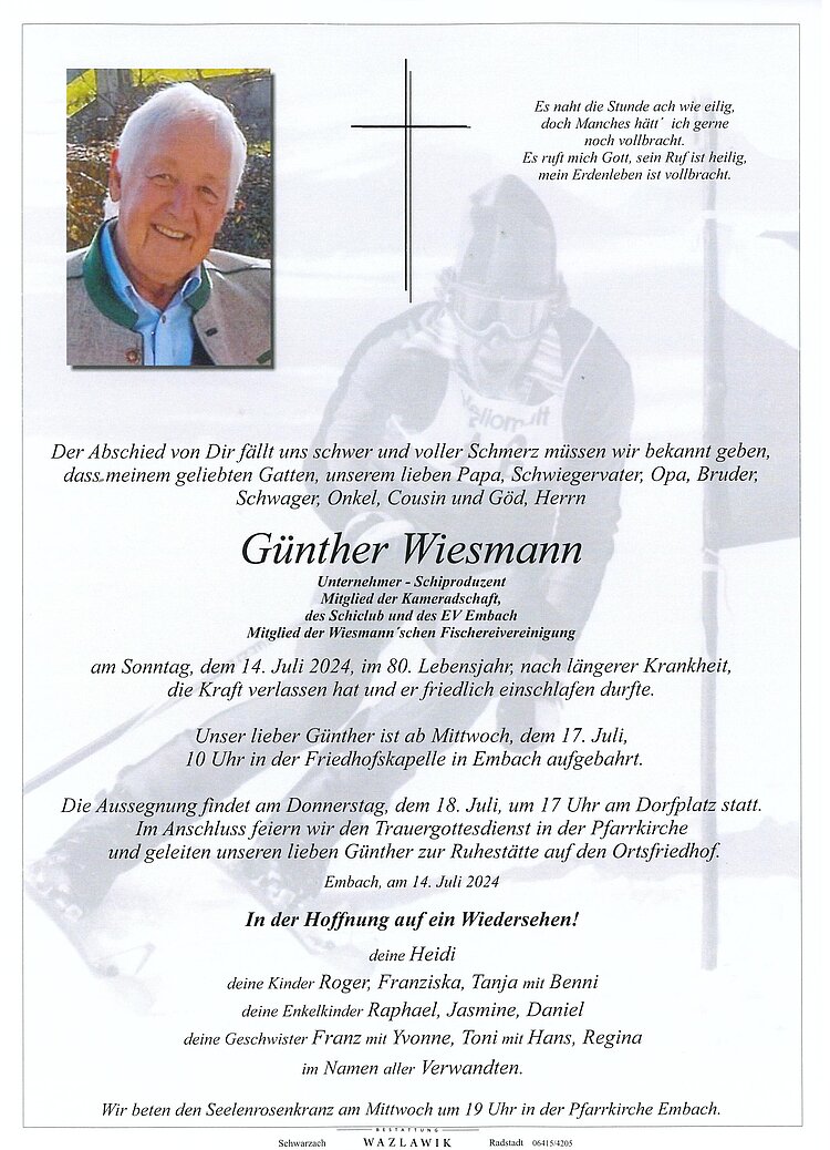 Parte von Günther Wiesmann † 14.07.2024