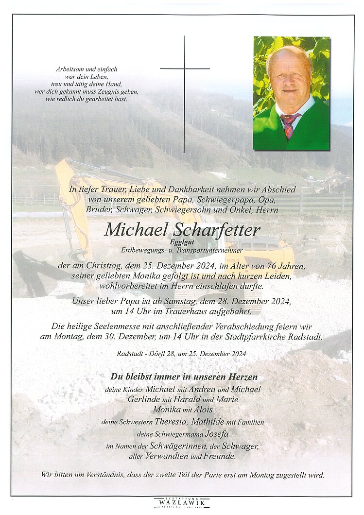Parte von Michael Scharfetter † 25.12.2024