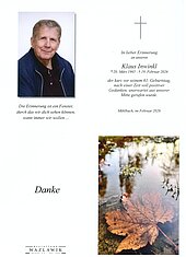 Parte von Klaus Inwinkl † 19.02.2026 aus Meislstein - Goldegg