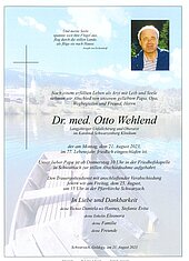 Parte von Dr. med Otto Wehlend † 21.08.2023
