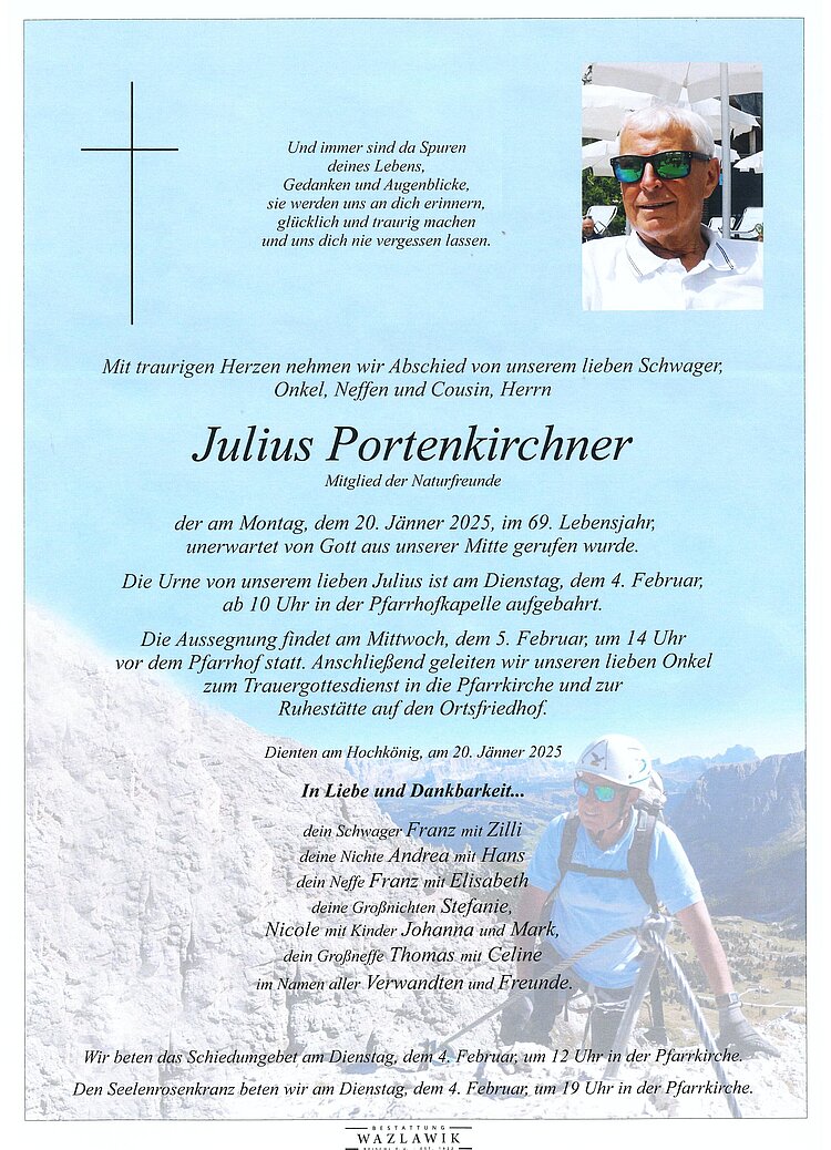 Parte von Julius Portenkirchner † 20.01.2025