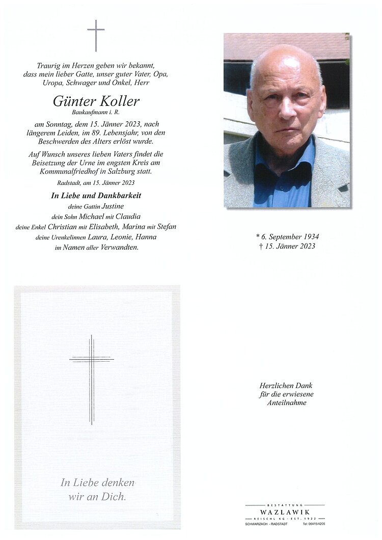 Parte von Günter Koller † 15.01.2023