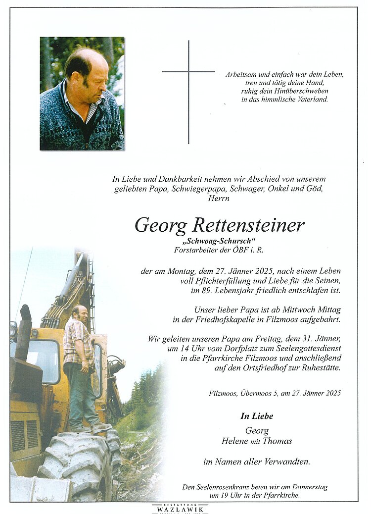 Parte von Georg Rettensteiner † 27.01.2025