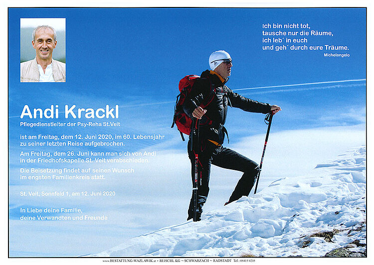 Parte von Andi Krackl † 12.06.2020