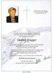 Parte von Gudrun Grugger † 19.11.2025 aus Schwarzach im Pongau