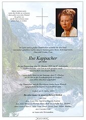 Parte von Ilse Kappacher † 23.10.2025 aus Großarl