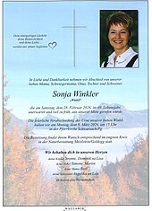 Parte von Sonja Winkler † 28.02.2026 aus Schwarzach im Pongau