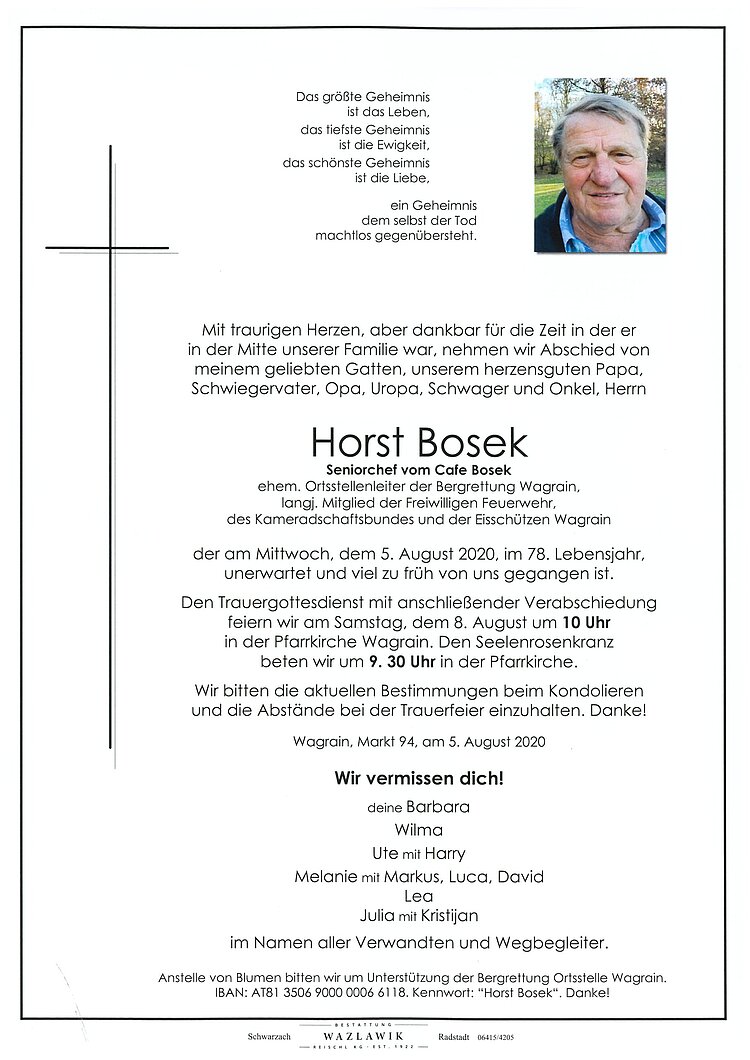 Parte von Horst Bosek † 05.08.2020