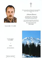 Parte von Johann Hauser † 07.02.2026 aus Schwarzach im Pongau