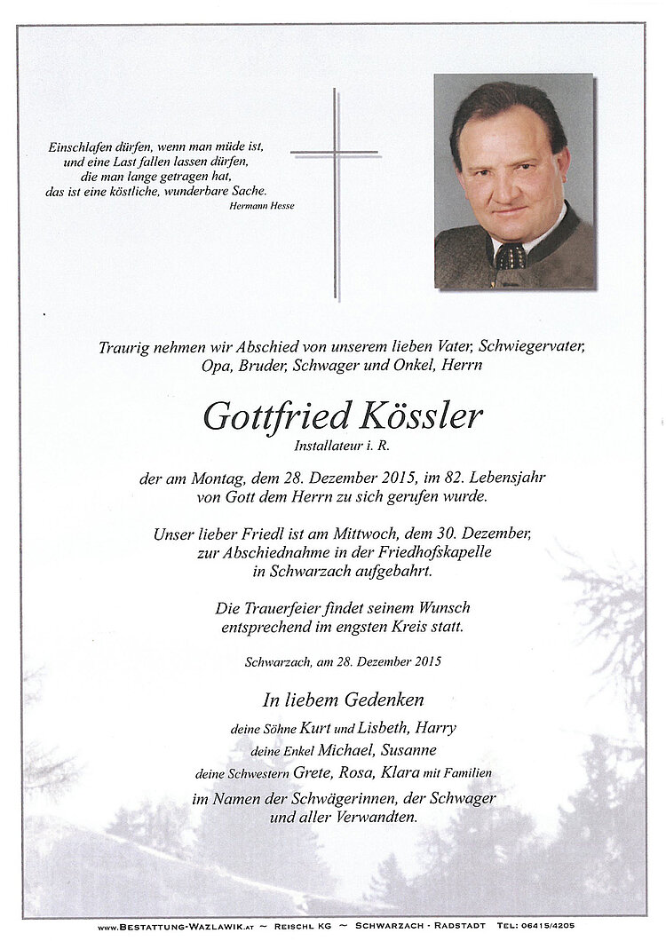 Parte von Gottfried Koessler † 28.12.2015