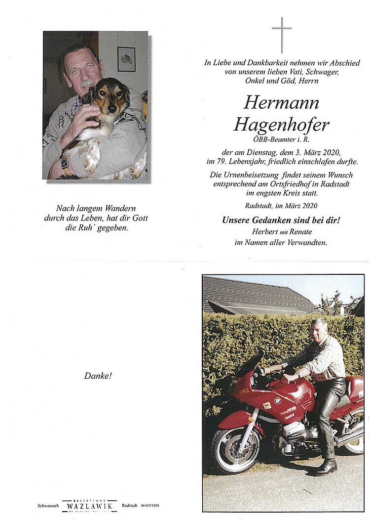 Parte von Hermann Hagenhofer † 03.03.2020