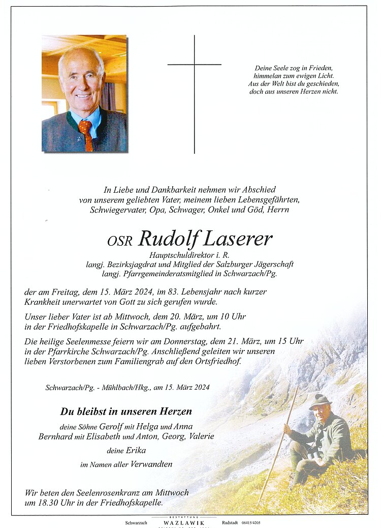 Parte von OSR Rudolf Laserer † 15.03.2024
