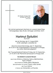 Parte von Hartmut Spiluttini † 31.08.2025 aus Schwarzach im Pongau