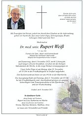 Parte von Dr. med. univ. Rupert Weiß † 06.11.2025 aus Großarl