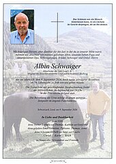 Parte von Albin Schwaiger † 09.09.2026 aus Lend