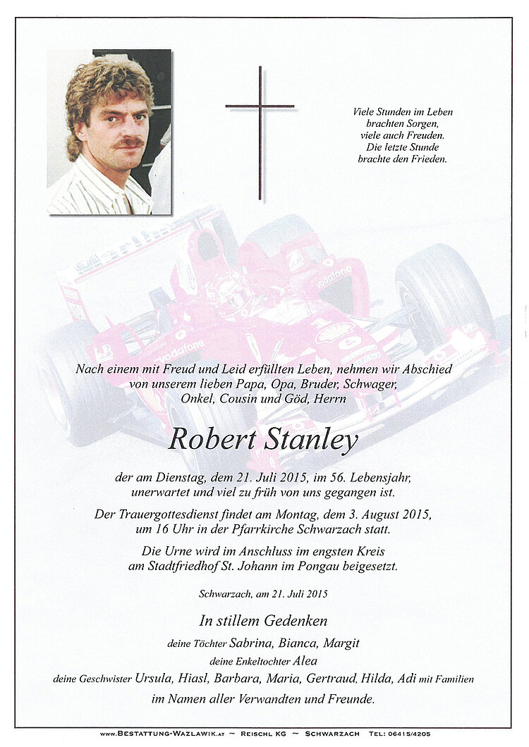 Parte von Robert Stanley † 21.07.2015