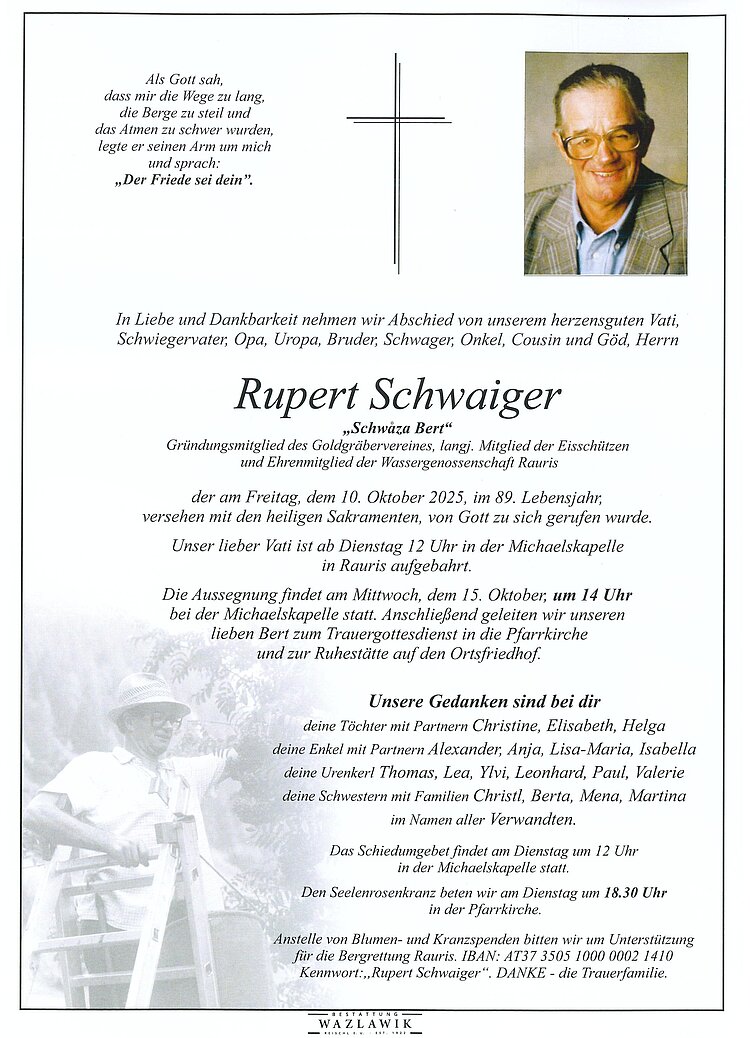Parte von Rupert Schwaiger † 10.10.2025