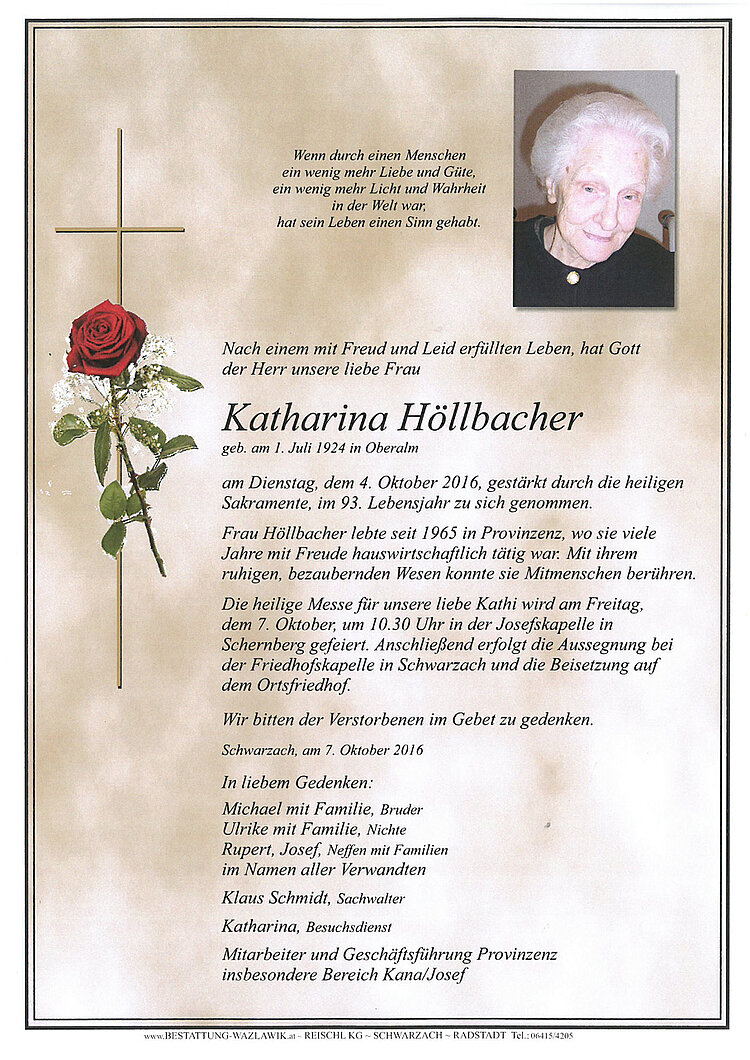Parte von Katharina Höllbacher † 04.10.2016