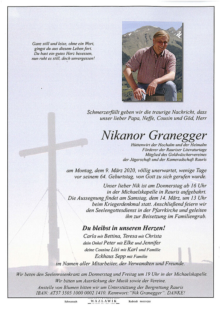 Parte von Nikanor Granegger † 09.03.2020