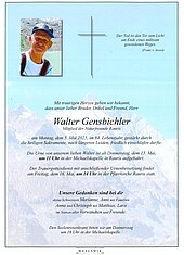 Parte von Walter Gensbichler † 05.05.2025 aus Rauris
