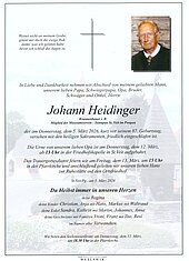Parte von Johann Heidinger † 05.03.2026 aus St. Veit im Pongau