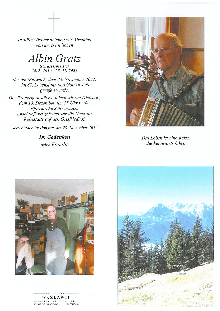 Parte von Albin Gratz † 23.11.2022