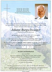 Parte von Johann Burgschwaiger † 26.07.2026 aus Dienten am Hochkönig