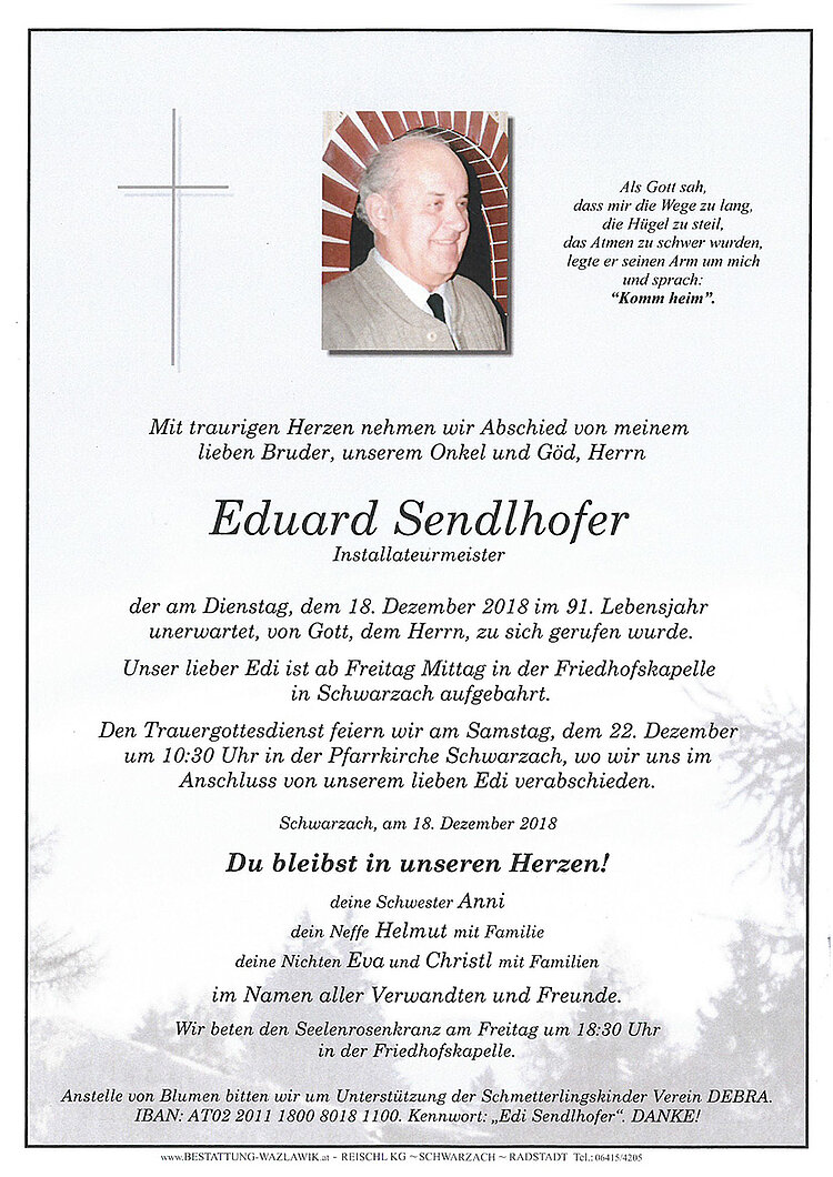 Parte von Edi Sendlhofer † 18.12.2018