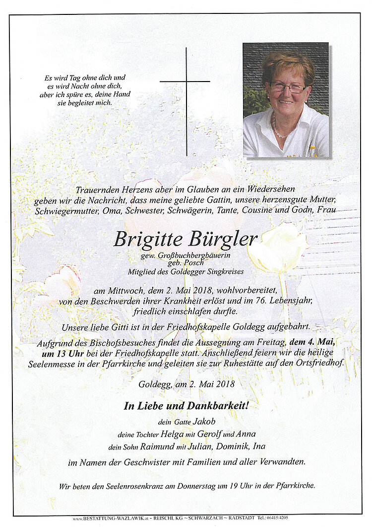Parte von Brigitte Bürgler † 02.05.2018