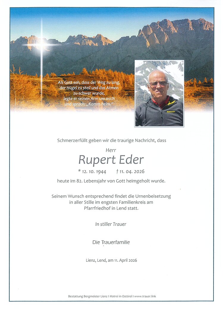 Parte von Rupert Eder † 11.04.2026