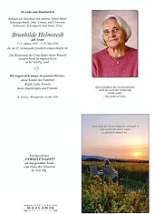 Parte von Brunhilde Helmstedt † 14.05.2026 aus St. Veit im Pongau