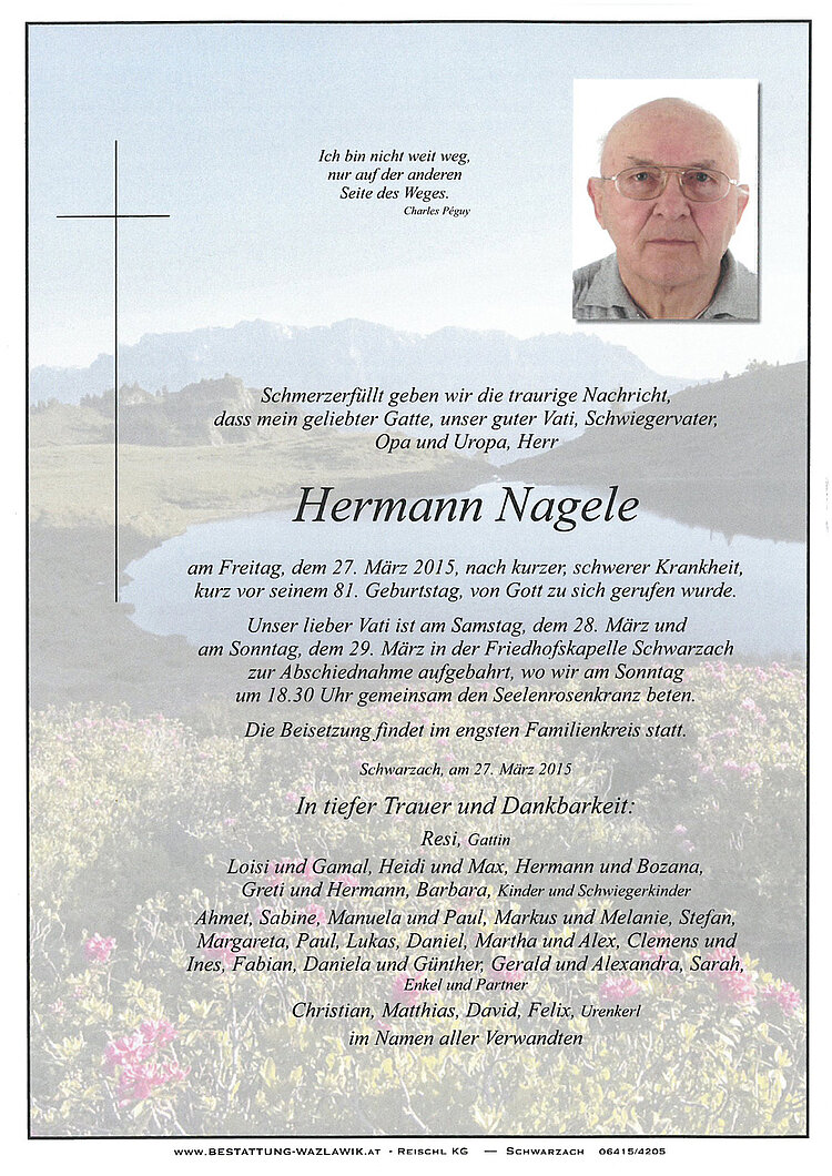 Parte von Hermann Nagele † 27.03.2015