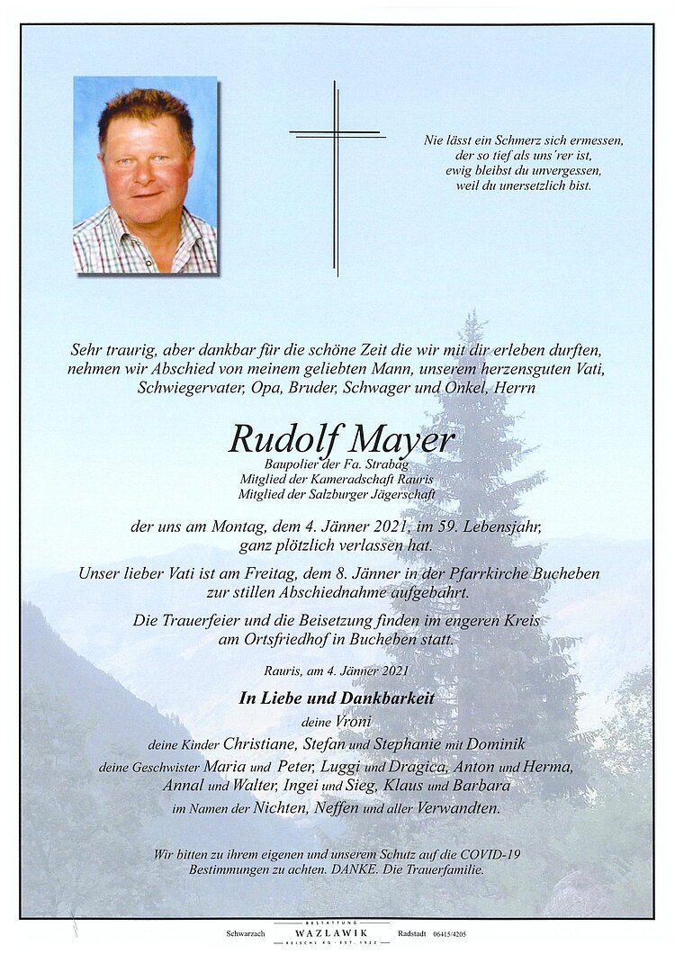Parte von Rudolf Mayer † 04.01.2021