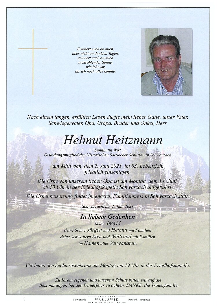 Parte von Helmut Heitzmann † 02.06.2021