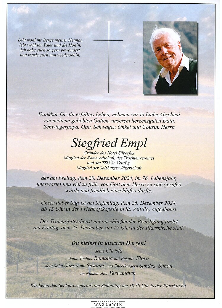 Parte von Sigi Empl † 20.12.2024