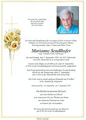 Parte von Marianne Sendlhofer † 07.09.2025 aus Schwarzach im Pongau