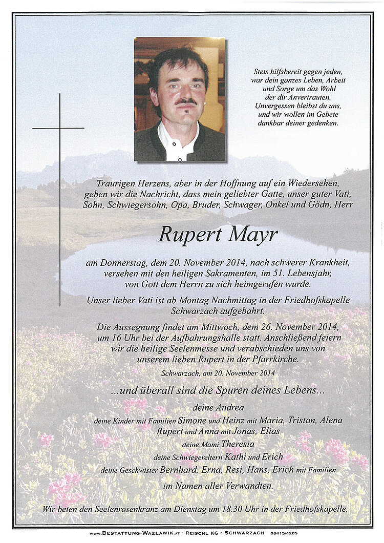 Parte von Rupert Mayr † 20.11.2014