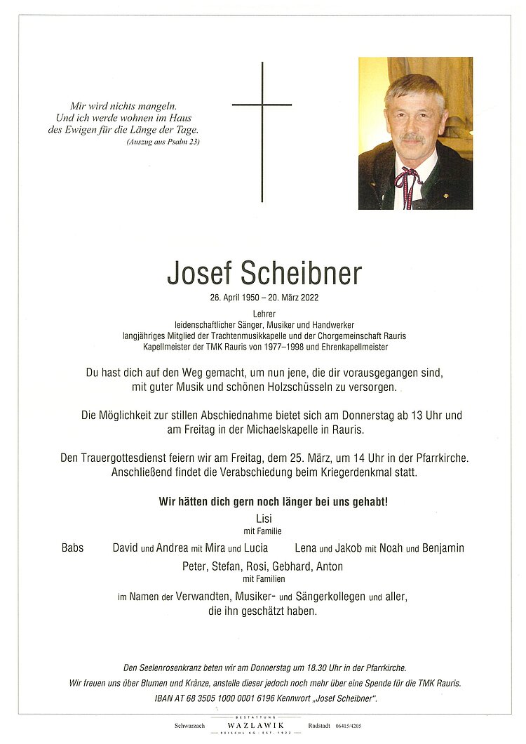 Parte von Josef Scheibner † 20.03.2022