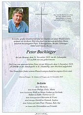 Parte von Peter Buchinger † 24.11.2025 aus St. Johann im Pongau