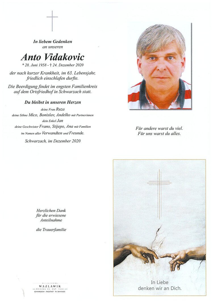 Parte von Anto Vidakovic † 24.12.2020