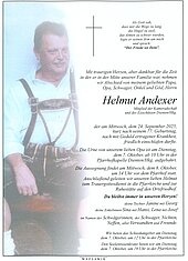 Parte von Helmut Andexer † 24.09.2025 aus Dienten am Hochkönig