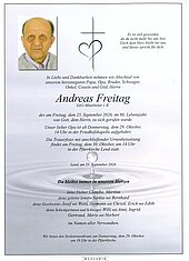 Parte von Andreas Freitag † 25.09.2026 aus Lend