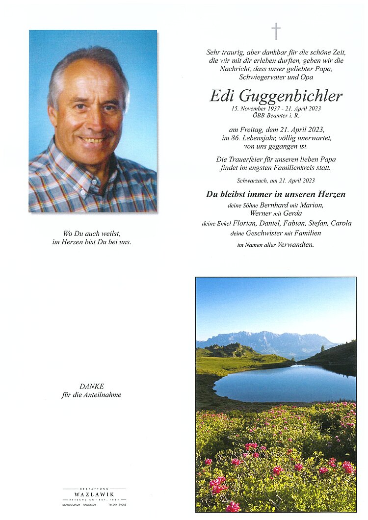 Parte von Edi Guggenbichler † 21.04.2023