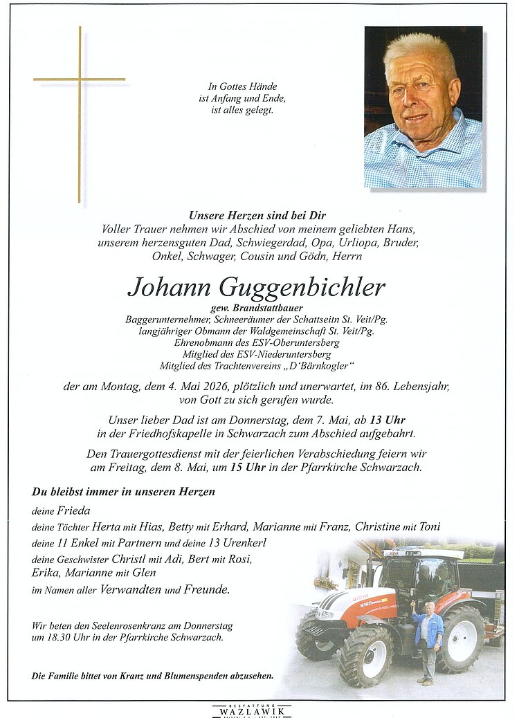 Parte von Johann Guggenbichler † 04.05.2026