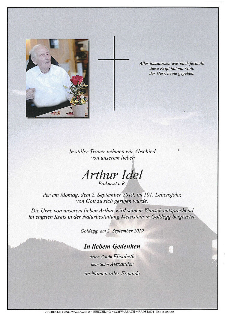 Parte von Arthur Idel † 02.09.2019