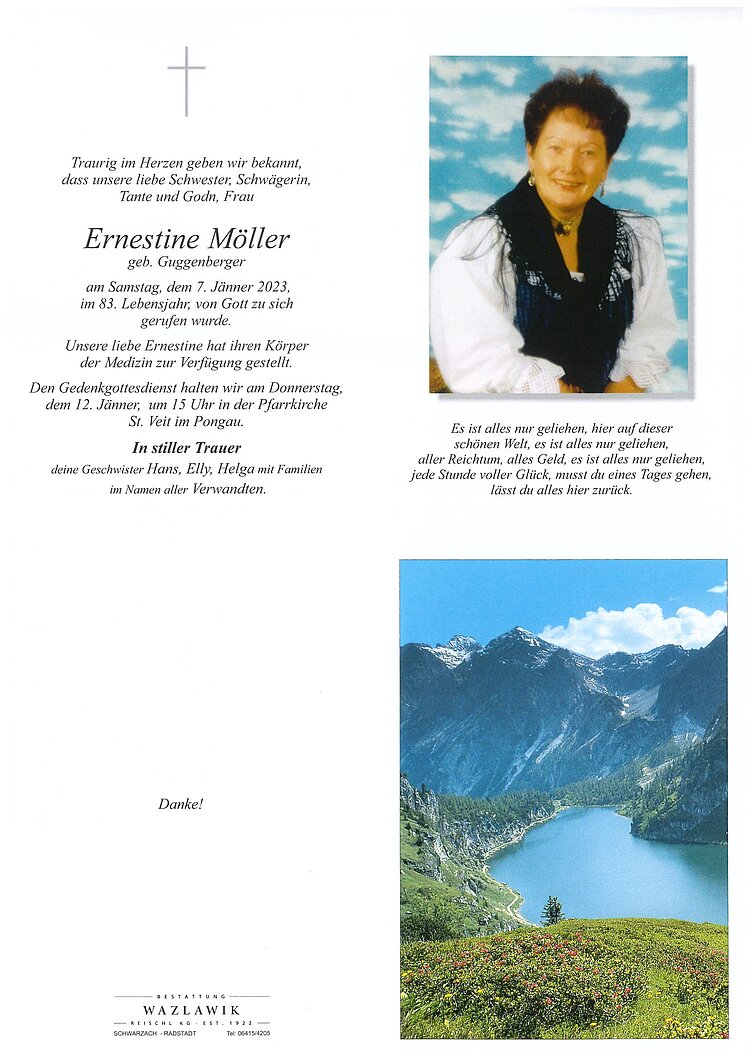 Parte von Ernestine Möller † 07.01.2023