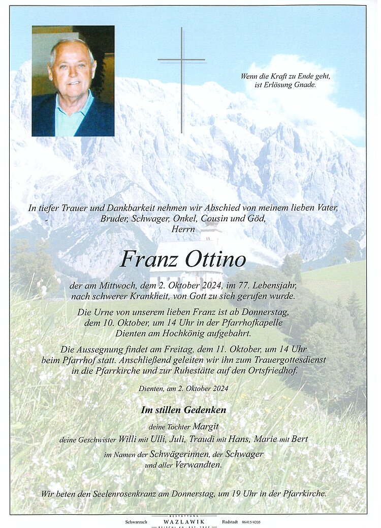 Parte von Franz Ottino † 02.10.2024