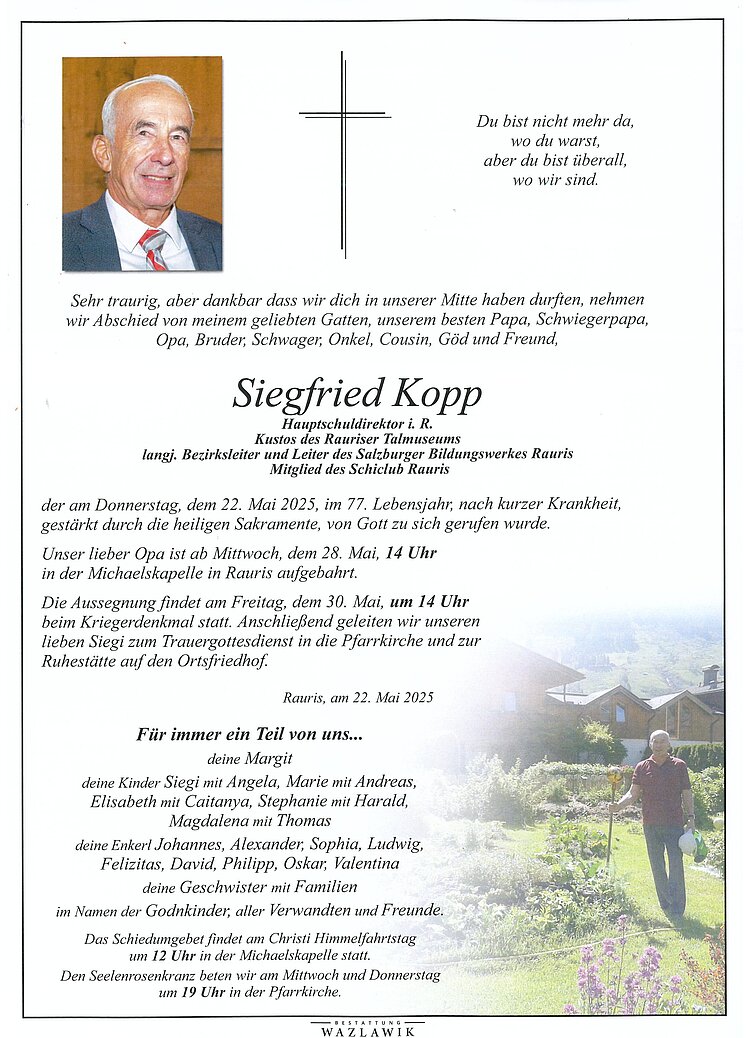 Parte von Siegfried Kopp † 22.05.2025